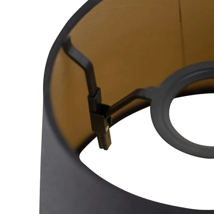 Baumwolllampenschirm schwarz 20/15/13 mit goldenem Interieur