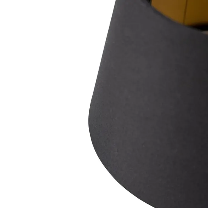 Baumwolllampenschirm schwarz 20/15/13 mit goldenem Interieur