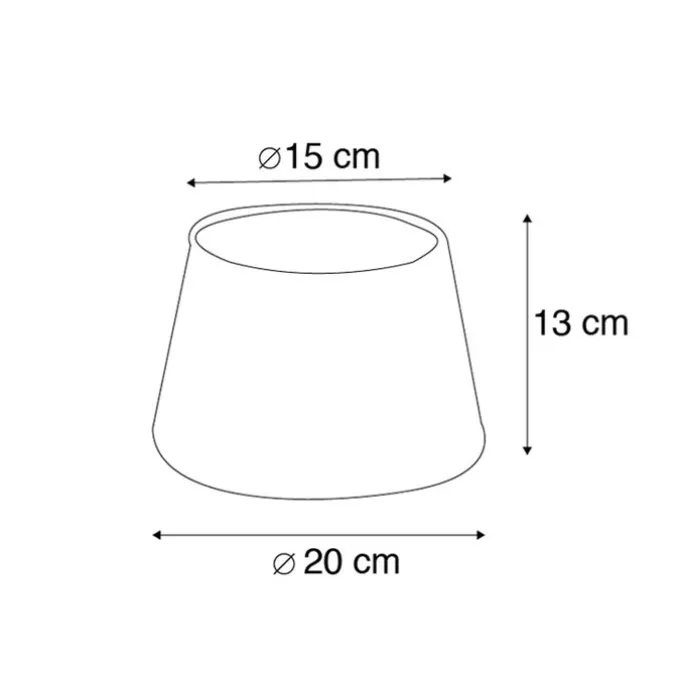 Baumwolllampenschirm schwarz 20/15/13 mit goldenem Interieur