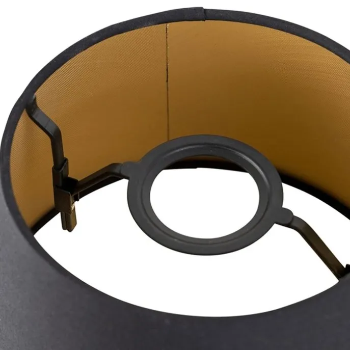 Baumwolllampenschirm schwarz 20/15/13 mit goldenem Interieur