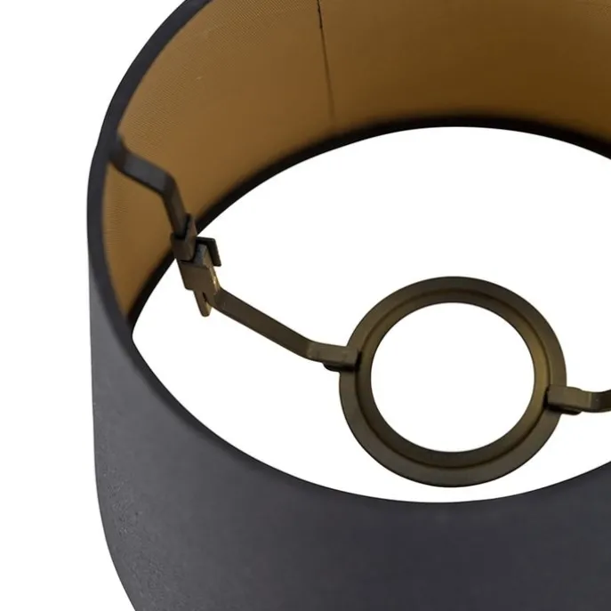 Baumwolllampenschirm schwarz 20/15/13 mit goldenem Interieur