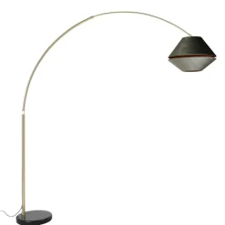 Bogenlampe aus Messing mit schwarzem und doppeltem Samtschirm Grün - XXL