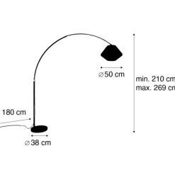 Bogenlampe aus Messing mit schwarzem und doppeltem Samtschirm Grün - XXL