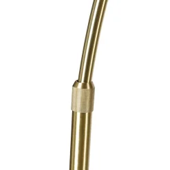 Bogenlampe Messing mit Marmorstoffschirm grau 45 cm - XXL