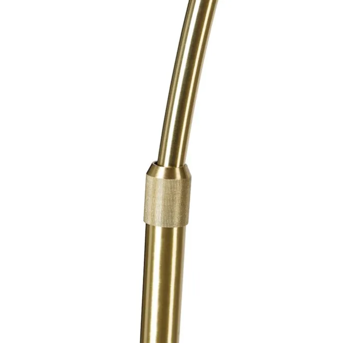 Bogenlampe Messing mit Marmorstoffschirm grau 45 cm - XXL