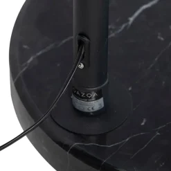 Bogenlampe schwarz Veloursschirm schwarz mit Gold 50 cm - XXL