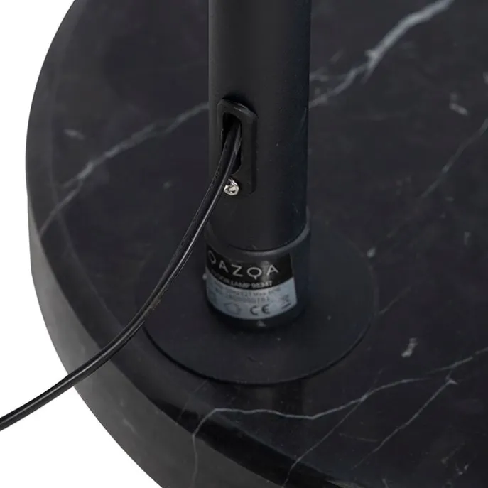 Bogenlampe schwarz Veloursschirm schwarz mit Gold 50 cm - XXL