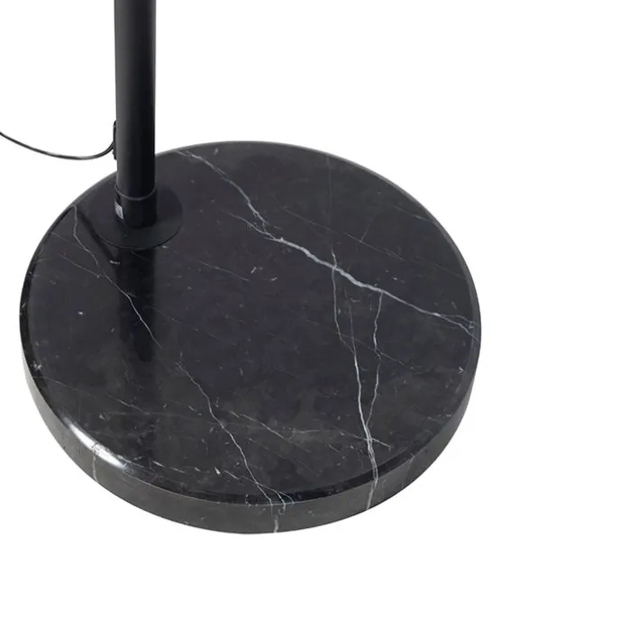 Bogenlampe schwarz Veloursschirm schwarz mit Gold 50 cm - XXL