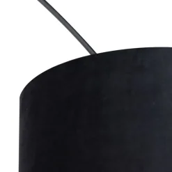 Bogenlampe schwarz Veloursschirm schwarz mit Gold 50 cm - XXL