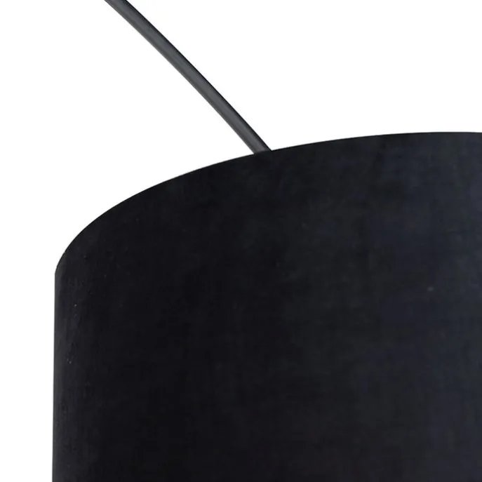 Bogenlampe schwarz Veloursschirm schwarz mit Gold 50 cm - XXL