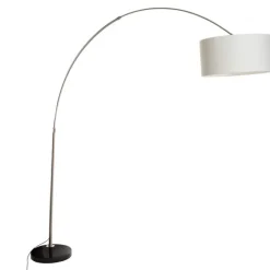 Bogenlampe Stahl Stoffschirm weiß 50 cm - XXL