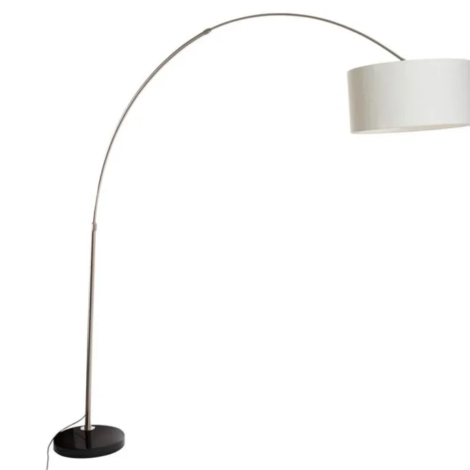 Bogenlampe Stahl Stoffschirm weiß 50 cm - XXL