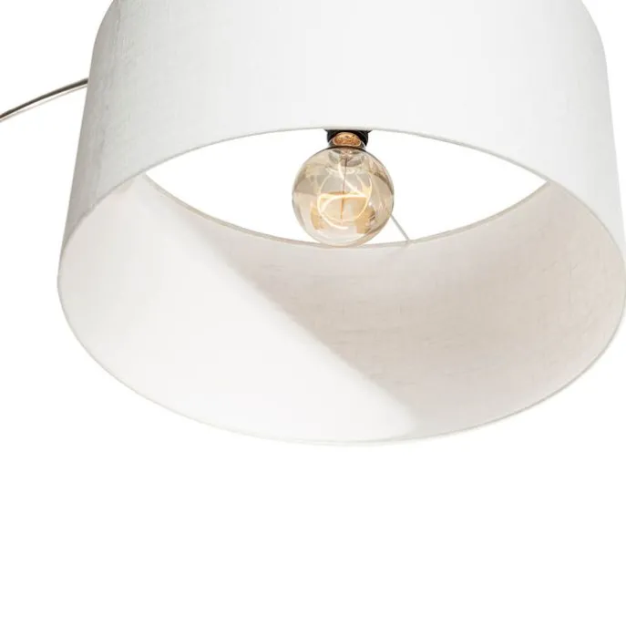 Bogenlampe Stahl Stoffschirm weiß 50 cm - XXL