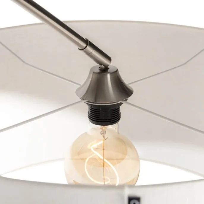 Bogenlampe Stahl Stoffschirm weiß 50 cm - XXL