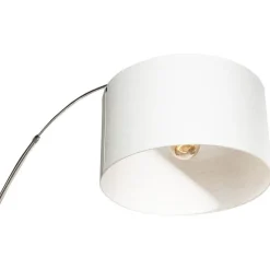 Bogenlampe Stahl Stoffschirm weiß 50 cm - XXL