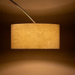 Bogenlampe Stahl Stoffschirm weiß 50 cm - XXL