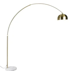 Bogenleuchte Messing mit weißem Marmorsockel verstellbar - XXL