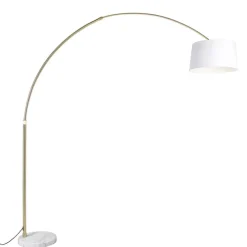 Bogenleuchte Messing mit weißem Stoffschirm 50 cm - XXL