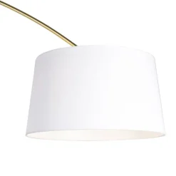 Bogenleuchte Messing mit weißem Stoffschirm 50 cm - XXL