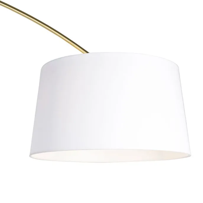 Bogenleuchte Messing mit weißem Stoffschirm 50 cm - XXL