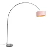 Bogenleuchte Samt-Schirm schwarz-pink mit Gold 50 cm - XXL