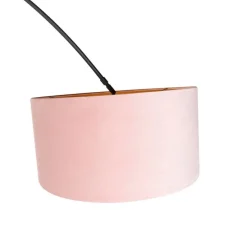 Bogenleuchte Samt-Schirm schwarz-pink mit Gold 50 cm - XXL