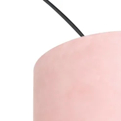 Bogenleuchte Samt-Schirm schwarz-pink mit Gold 50 cm - XXL