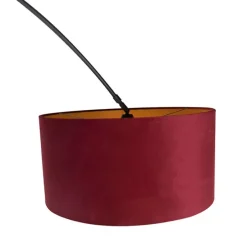 Bogenleuchte Schwarzer Samt-Schirm Rot mit Gold 50 cm - XXL