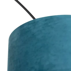 Bogenleuchte schwarzer Samt-Schirm blau mit Gold 50 cm - XXL