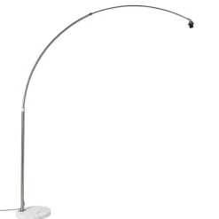 Bogenleuchte Stahl mit Marmorsockel weiß verstellbar - XXL