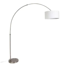 Bogenleuchte Stahl Stoffschirm weiß 50/50/25 verstellbar - XL