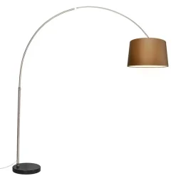 Bogenleuchte Stahl Stoffschirm braun 45 cm - XXL