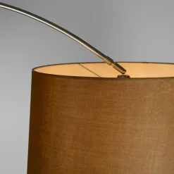 Bogenleuchte Stahl Stoffschirm braun 45 cm - XXL