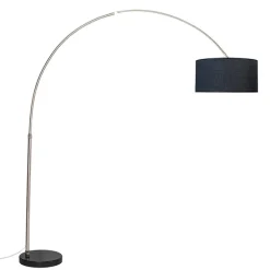 Bogenleuchte Stahl Stoffschirm schwarz 50 cm - XXL