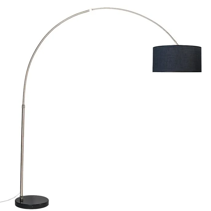 Bogenleuchte Stahl Stoffschirm schwarz 50 cm - XXL
