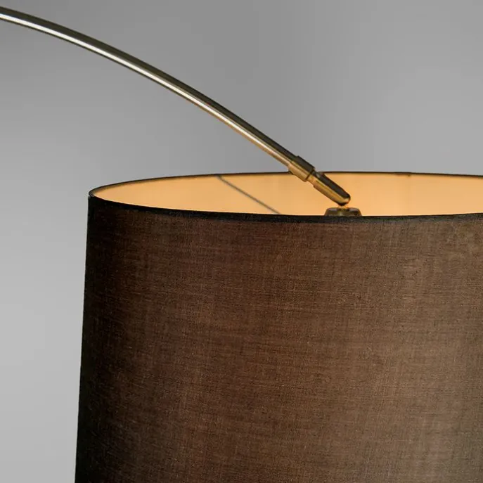 Bogenleuchte Stahl Stoffschirm schwarz 45 cm - XXL