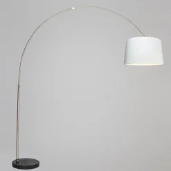 Bogenleuchte Stahl Stoffschirm weiß 45 cm - XXL