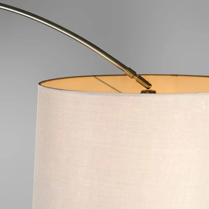 Bogenleuchte Stahl Stoffschirm weiß 45 cm - XXL