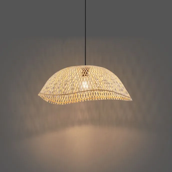 Boho-Hängelampe Schwarz mit Bambus - Lily