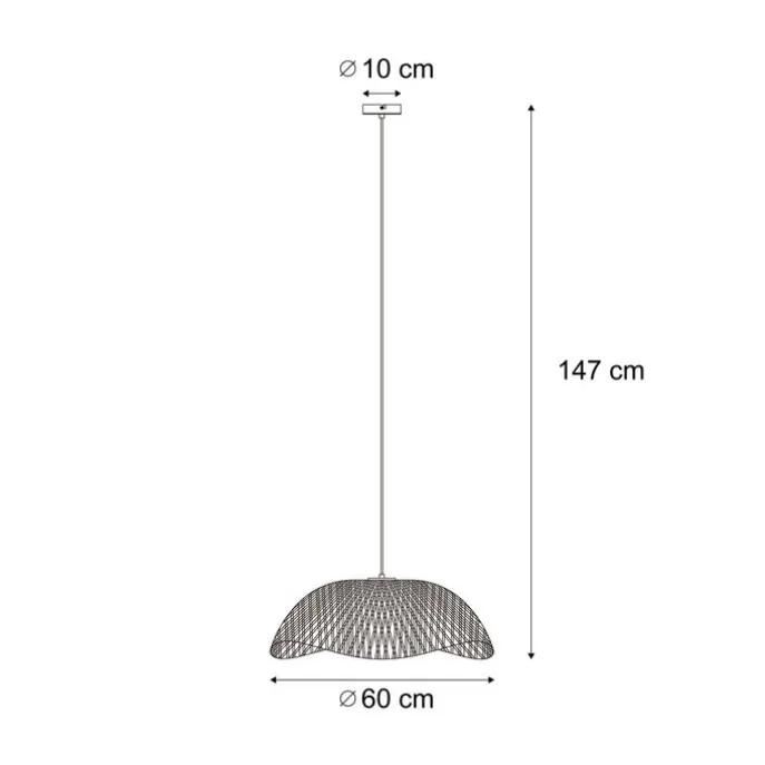 Boho-Hängelampe Schwarz mit Bambus - Lily