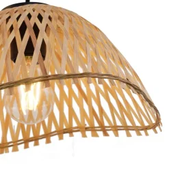 Boho-Hängelampe Schwarz mit Bambus 3-flammig - Lily