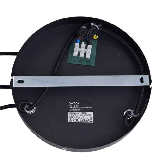 Boho-Hängelampe Schwarz mit Bambus 3-flammig - Lily