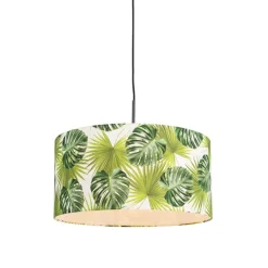 Botanische Hängelampe schwarz mit Blattschirm 50cm - Combi 1