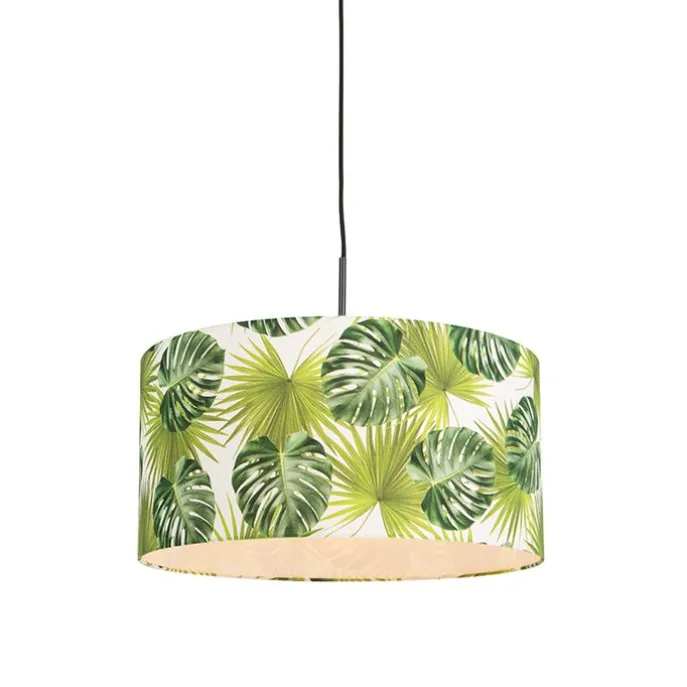 Botanische Hängelampe schwarz mit Blattschirm 50cm - Combi 1