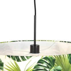 Botanische Hängelampe schwarz mit Blattschirm 50cm - Combi 1