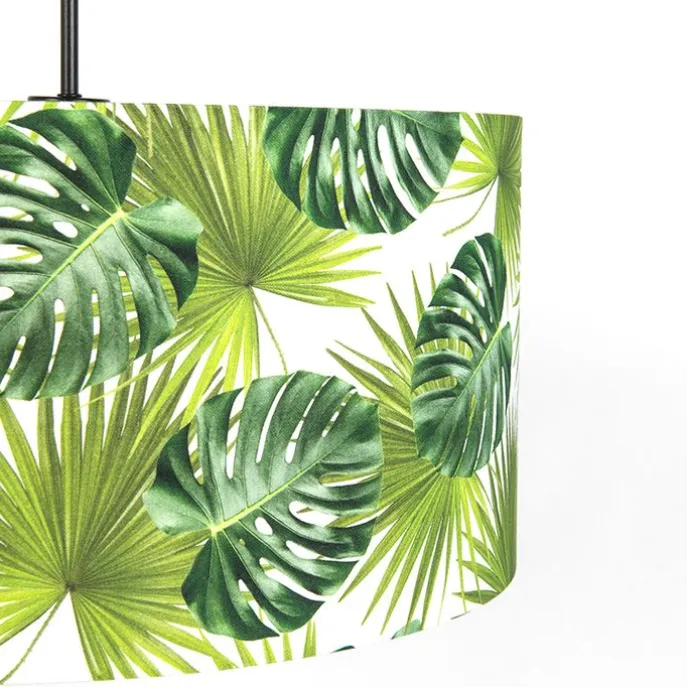 Botanische Hängelampe schwarz mit Blattschirm 50cm - Combi 1