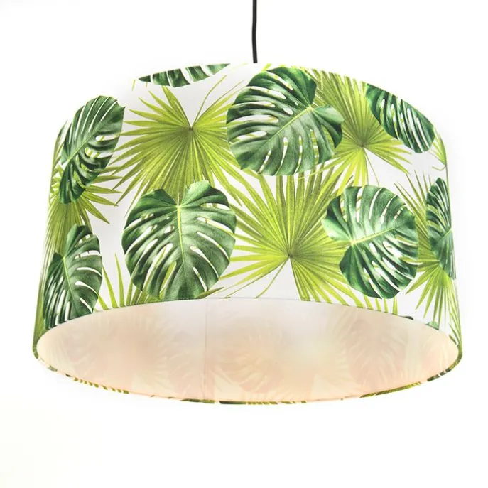 Botanische Hängelampe schwarz mit Blattschirm 50cm - Combi 1