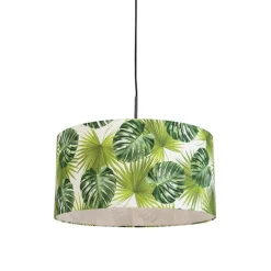 Botanische Hängelampe schwarz mit Blattschirm 50cm - Combi 1