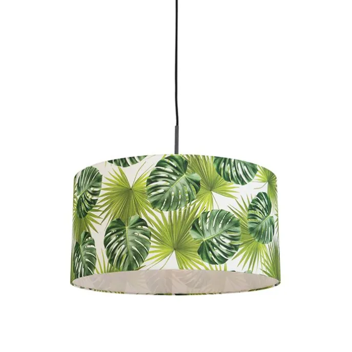 Botanische Hängelampe schwarz mit Blattschirm 50cm - Combi 1