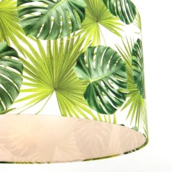 Botanische Hängelampe weiß mit Blattprint-Schirm 50cm - Combi 1